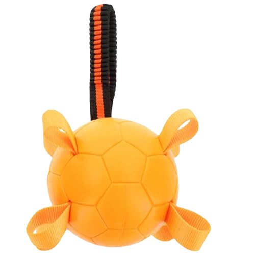 Pet Guru® Doggy Play Bälle, quietschender Hundefußball, Nylon, interaktives Spieltraining, Trainingsbälle für alle mittleren bis großen Rassen, Orange, 10 cm von Pet Guru