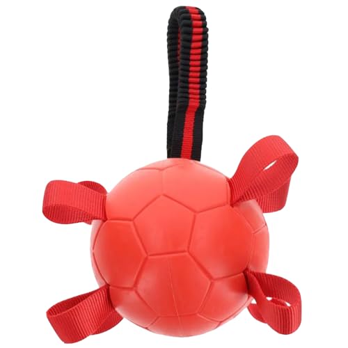 Pet Guru® Doggy Play Bälle, quietschender Hundefußball, Nylon, interaktives Spieltraining, Trainingsbälle für alle mittleren bis großen Rassen, Rot, 10 cm von Pet Guru