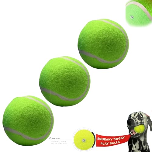 Pet Guru® Doggy Play Bälle für Hunde, quietschend, für Tennis, Spieltraining, große Bälle für alle Hunde und Welpen, 3 Stück (grün, 7,6 cm) von Pet Guru
