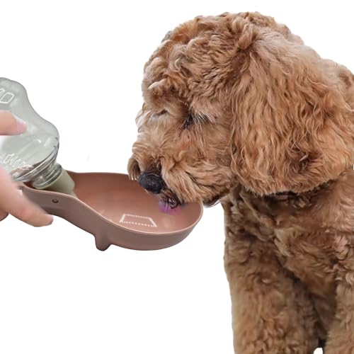 Pet Guru® Pet Travel Store & Dispense Wasserflasche 250 ml, tragbarer Spender, Reise-Wasserflasche, Schüssel für Hunde, Welpen, Katzen, Kleintiere (Rosa, ca. 250 ml) von Pet Guru