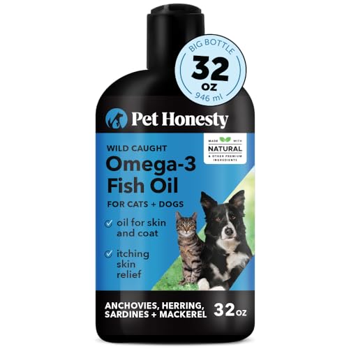 PetHonesty 100% natürliches Omega3 Fischöl für Hunde aus Island – Omega3 für Hunde – Nahrungsergänzungsmittel für Haustiere – EPA und DHAFettsäuren reduzieren Schuppen und Juckreiz – unterstützt von Pet Honesty