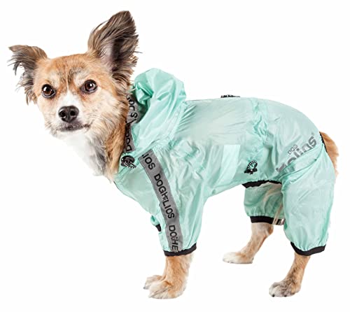 Dog Helios ® 'Torrential Shield' Waterproof Multi-Adjustable Full Bodied Pet Dog Windbreaker Raincoat, Medium, Green von Pet Life