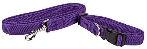 Pet Life ® 'Aero Mesh' 2-In-1 Dual Sided Comfortable and Breathable Adjustable Mesh Dog Leash-Collar, Small, Purple von Pet Life