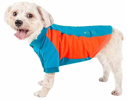 Pet Life Active Barko Pawlo Hunde-Poloshirt, feuchtigkeitsabweisend, Größe M, Blau von Pet Life