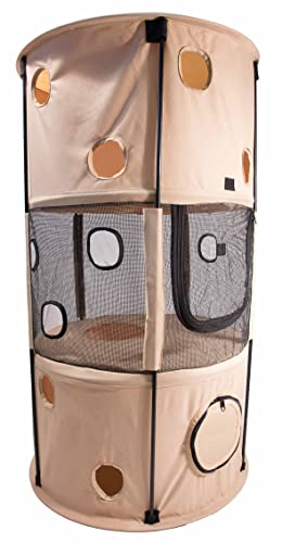 Pet Life 'Climber-Tree' Play-Active Travel Collapsible Lightweight Kitty Cat Tree House Lounger, One Size, Khaki von Pet Life