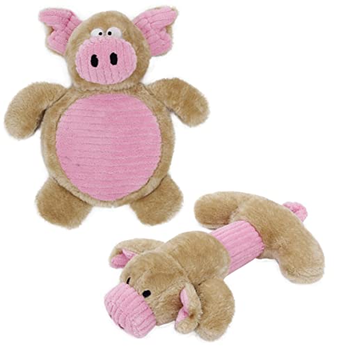 Pet Life Cozy Play Hundespielzeug aus Plüsch, quietschend, 2 Stück, One Size, Pink/Braun von Pet Life