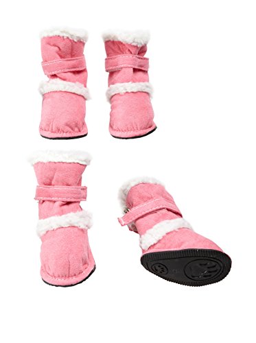 Pet Life DPF08332 Duggz Snuggly Shearling Hundestiefel, Größe XS, Rosa/Weiß von Pet Life