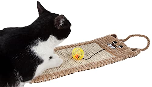 Pet Life Eco-Natural Sisal & Jute Hängeteppich Kitty Kratzbaum Lounge mit Spielzeug, Einheitsgröße, Braun von Pet Life