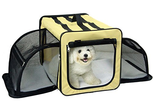 Pet Life Transportkäfig für Haustiere, zusammenklappbar, leicht, zusammenklappbar, Medium, Khaki von Pet Life