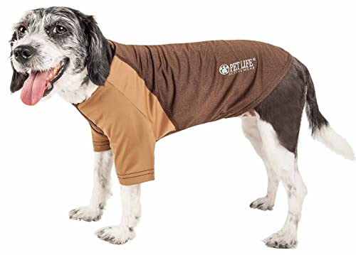 PetLife Active Hybreed 4-Wege-Stretch-Hunde-T-Shirt, zweifarbig, Größe S, Braun von Pet Life