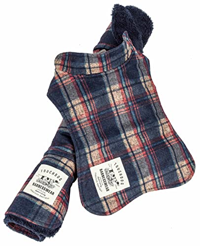 Touchdog ® 2-In-1 Tartan Plaided Dog Jacket with Matching Reversible Dog Mat, Large, Navy von Pet Life