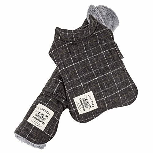 Touchdog ® 2-In-1 Windowpane Plaided Dog Jacket with Matching Reversible Dog Mat, Large, Grey von Pet Life