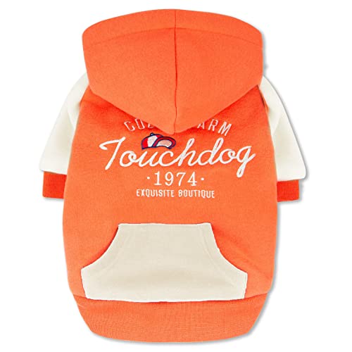 Touchdog Heritage Hunde-Kapuzenpullover aus weicher Baumwolle, Größe S, Orange von Pet Life