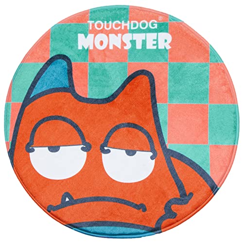 touchdog Cartoon Sleepy Monster Runde Katzen- und Hundematte, Teppich Hund, Einheitsgröße, Orange Monster von Pet Life