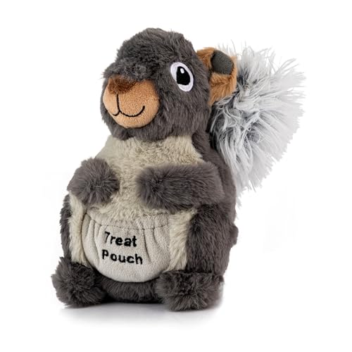 Pet London Nosework Eichhörnchen Plüsch-Hundespielzeug mit Seil im Schwanz und übergroßem Quietscher von Pet London