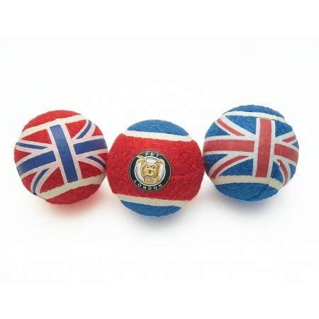 PetLondon Tennisbälle für Hunde, Union Jack, London United Kingdom Tennisbälle, Premium britische Tennisbälle für kleine und mittelgroße Hunde und Welpen von Pet London