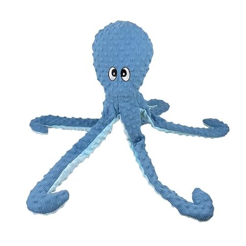 Pet Lou Dotty Friends 2.0 Baby Blue Octopus, 66 cm Höhe, Quietschspielzeug, Cord, Haustierspielzeug und Zubehör von Pet Lou