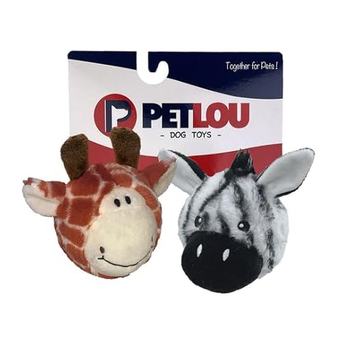 Pet Lou Ez Quietschball, Giraffe und Zebra, 10,2 cm Höhe, Doppelpack von Pet Lou