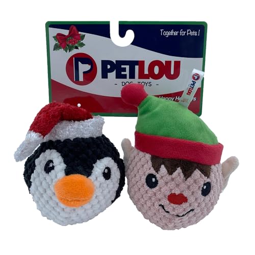 Pet Lou Quietschender Zwillingskugel mit Pinguin und Elfe, 10,2 cm breit von Pet Lou