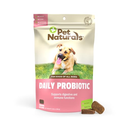 Pet Naturals Tägliches Probiotikum für Hunde, 120M KBE, Pre und Probiotika für Hunde Verdauungsgesundheit, Darmgesundheit, Immununterstützung, Durchfall, Allergien und Juckreiz - 160 Kauartikel, von Pet Naturals