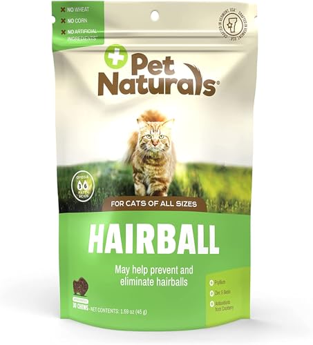 Pet Naturals Hairball - 30 Kauartikel mit Hühnergeschmack - Katzen-Ergänzungsmittel & Vitamine zur Haarballkontrolle und Verdauungsunterstützung, enthält keinen Mais oder Weizen ​ von Pet Naturals