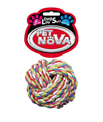 Pet Nova Baumwollkugel 9cm - Superdental - Zahnputz-Beißhaken - Gewicht 150-160g, ROPE-BALL-9CM von Pet Nova