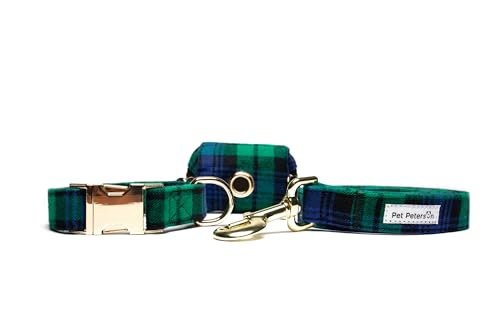 Hundehalsband und Leine, 3-teiliges Set, Halsband, Leine und Taschenhalter (L, Dublin) von Pet Peterson