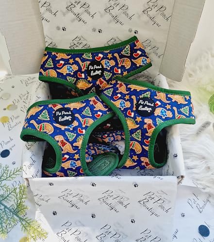 Christmas Dino Rawr Biscuits Hundegeschirr L von Pet Pooch Boutique