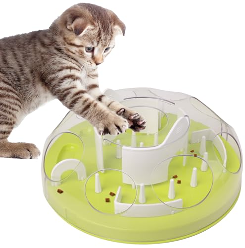 Pet Prime Interaktiver Katzen-Puzzle-Futterspender, Katzenanreicherungsspielzeug für Innenkatzen, Leckerli-Puzzle, Leckerli-Spender, Spielzeug, Stimulationsspielzeug für gelangweilte Indoor-Katzen von Pet Prime