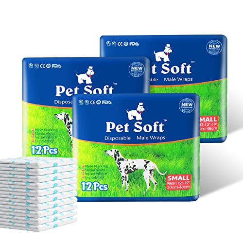 Pet Soft Disposable Diapers for Dogs and Cats - Pack of 12 - Super Absorbent von Pet Soft