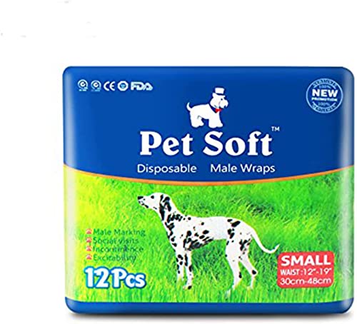 Pet Soft Hundewindel für Rüden, Einweg-Windel für Rüden, Rüdenwindeln, Super saugfähig und auslaufsicher(S, 12.00) von Pet Soft