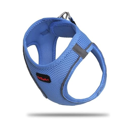 PetTagArt Air Mesh Step-In Hundegeschirr, Hundegeschirr Air Mesh extra leicht & weich in verschiedenen Größen (L, Blau) von Pet Tag Art