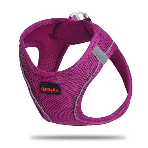 PetTagArt Air Mesh Step-In Hundegeschirr, Hundegeschirr Air Mesh extra leicht & weich in verschiedenen Größen (L, Lila) von Pet Tag Art