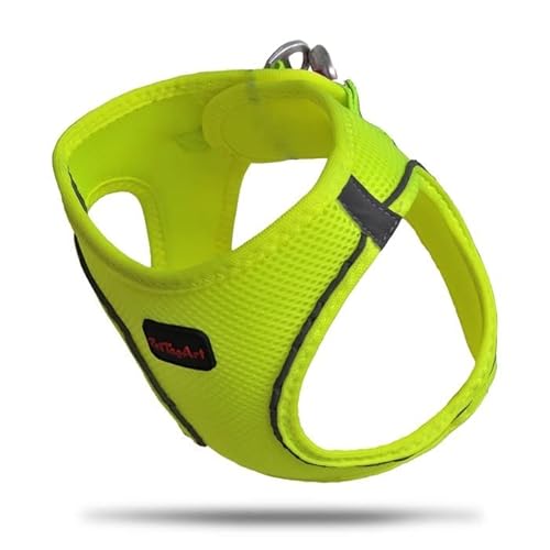 PetTagArt Air Mesh Step-In Hundegeschirr, Hundegeschirr Air Mesh extra leicht & weich in verschiedenen Größen (L, Neon Gelb) von Pet Tag Art