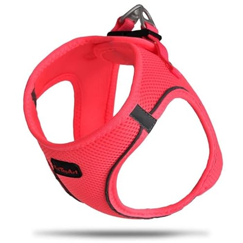 PetTagArt Air Mesh Step-In Hundegeschirr, Hundegeschirr Air Mesh extra leicht & weich in verschiedenen Größen (L, Neon Rosa) von Pet Tag Art