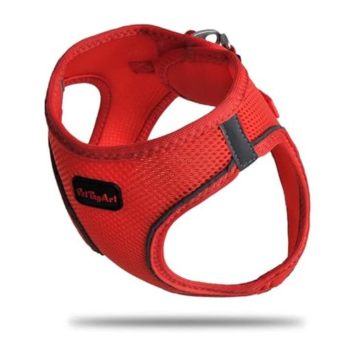 PetTagArt Air Mesh Step-In Hundegeschirr, Hundegeschirr Air Mesh extra leicht & weich in verschiedenen Größen (M, Lachsrot) von Pet Tag Art