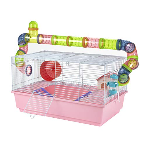 Pet Ting Hamsterkäfig mit Laufröhren Zubehör Rennmäuse Syrian, Lilie Pink von Pet Ting