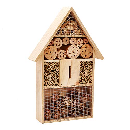 Pet Ting Insektenhotel aus Holz, Biene, Schmetterling, Marienkäfer, großes Holzhaus, 48 cm von Pet Ting