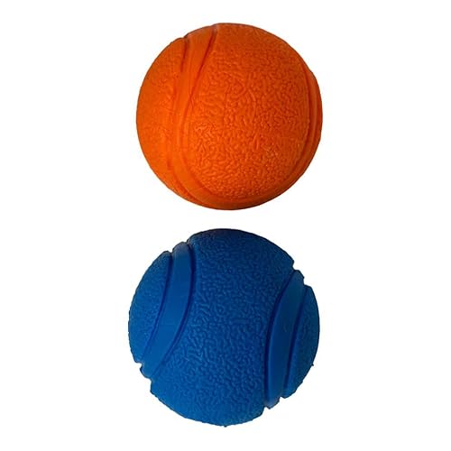 Hunde-Training mit hoher Sprungkraft, solider Ball, Spielbälle, stundenlang für Spaß für alle Hunde und Welpen, Vollgummi-Ball, lustiges Kauspielzeug (blau und orange) von Pet Touch