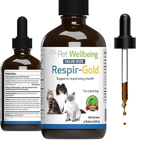 Pet Wellbeing - Respir-Gold Value Size - Natural Support for Open Airways & Easy Breathing in Dogs and Cats - 4oz (118ml) von Pet Wellbeing