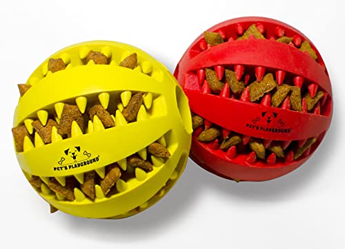 Hundespielzeug Unzerstörbar | 7CM | Rot & Gelb | Hundespielzeug Große Hunde | Hunde Spielsachen | Hundespielzeug Kleine Hunde | Spielzeug Hund | Kauspielzeug Hund | Hundespielzeug Welpen | Ball Hund von Pet's Playground