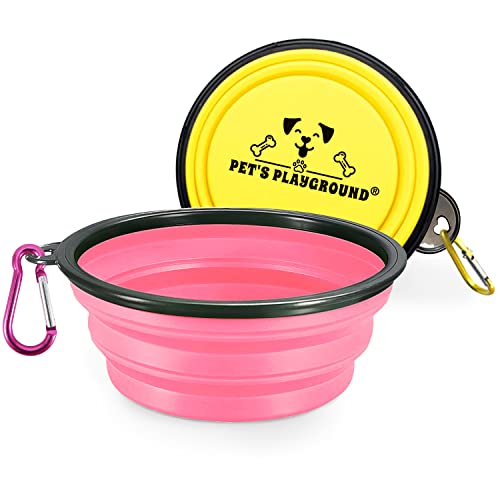 Pet's Playground Reisenapf für Hunde, 1 l, Rosa und Gelb von Pet's Playground