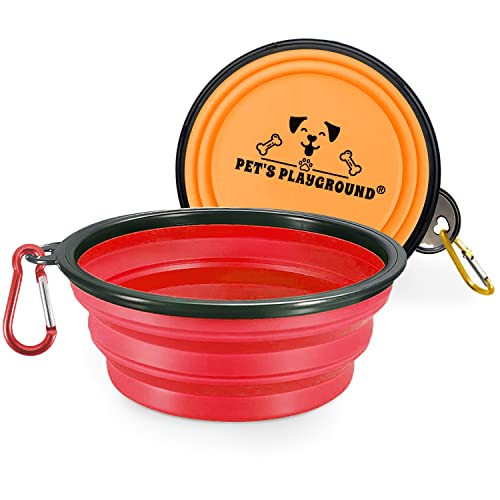 Pet's Playground Reisenapf für Hunde (1 Liter, Rot und Orange) von Pet's Playground