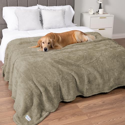 PetAmi Flauschige wasserdichte Hundedecke Fleece | Weicher warmer HaustierFleeceÜberwurf für große Hunde und Katzen | Flauschiger pelziger PlüschSherpaÜberwurf Möbelschutz Sofa Couch QueenBett von PetAmi