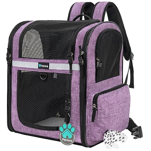 PetAmi Hunderucksack für kleine und große Katzen, Haustiere, Welpen, belüfteter Haustier-Wanderrucksack, Reisetasche, von Fluggesellschaften zugelassener Katzenrucksack, Sicherheits-Rückenstütze, von PetAmi