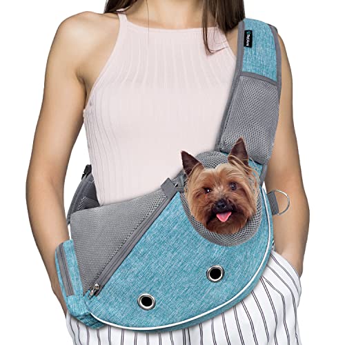 PetAmi Hundeschling-Tragetasche für kleine Hunde, Welpen-Tragetasche, Hundetaschen für Reisen, Tragetasche zum Tragen von mittelgroßer Katze, max. 2.3 kg, Blau von PetAmi