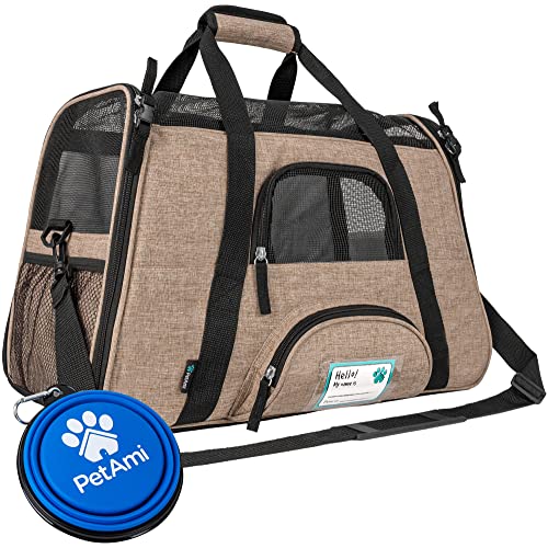 PetAmi Premium Fluggesellschaften zugelassene weiche HaustierReisetasche | belüftetes, Komfortables Design mit Sicherheitsfunktionen | ideal für kleine bis mittelgroße Katzen, Hunde und Haustiere von PetAmi