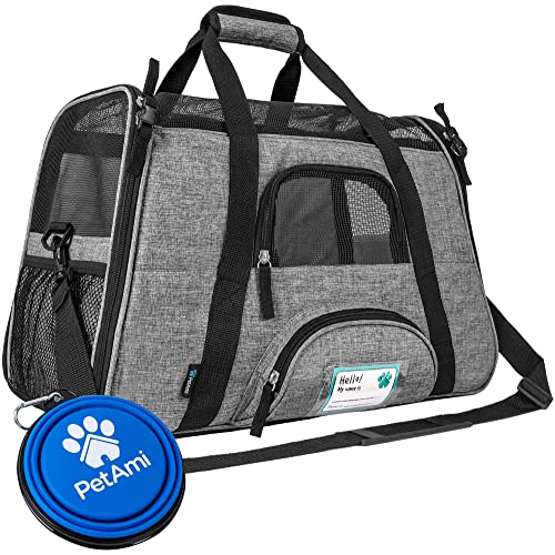 PetAmi Premium Fluggesellschaften zugelassene weiche HaustierReisetasche | belüftetes, komfortables Design mit Sicherheitsfunktionen | ideal für kleine und mittelgroße Katzen, Hunde und Haustiere von PetAmi