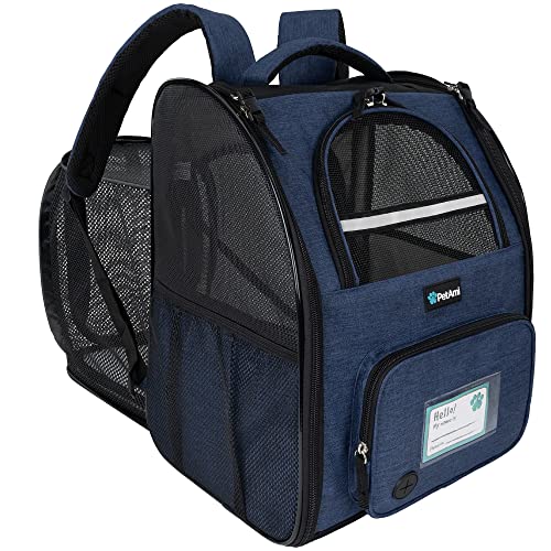 PetAmi Rucksack für Hunde und Katzen, erweiterbarer Rucksack für Haustiere, Wandern, kleine mittelgroße Hunde, Welpen, große Katzen, Tragerucksack, 8.2 kg, Marineblau von PetAmi