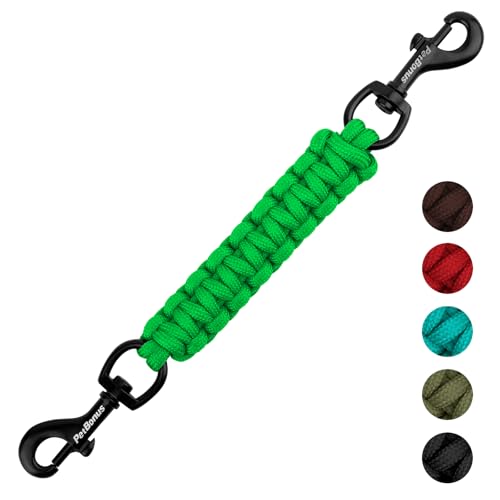 PetBonus Hundehalsband Clips, handgefertigtes Sicherungsband für Hundegeschirr, Stachelhalsband, doppelendiger Leinenverbinder (Grün) von PetBonus